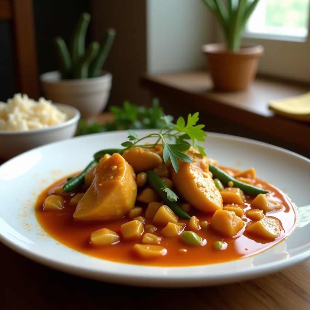 Curry Rojo Cremoso de Pollo y Verduras Crujientes: Receta Tailandesa Fácil en 30 Minutos