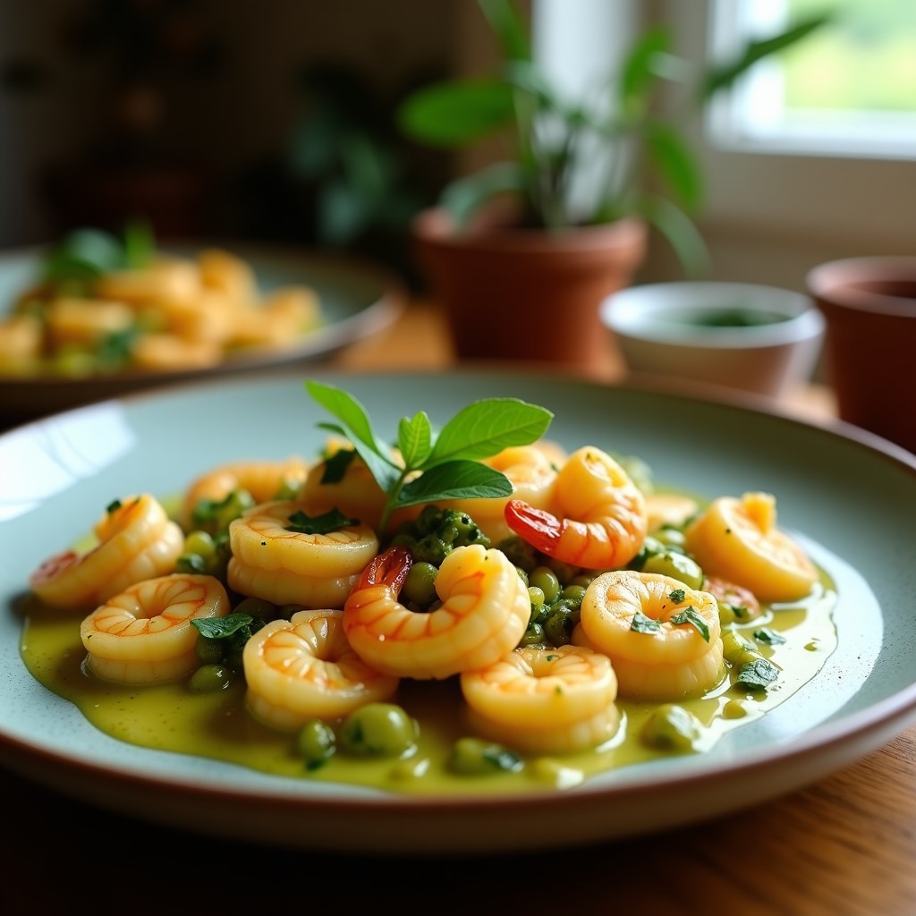 Curry Verde Cremoso de Gambas y Calabacín: Receta Tailandesa Fácil y Aromática en 25 Minutos