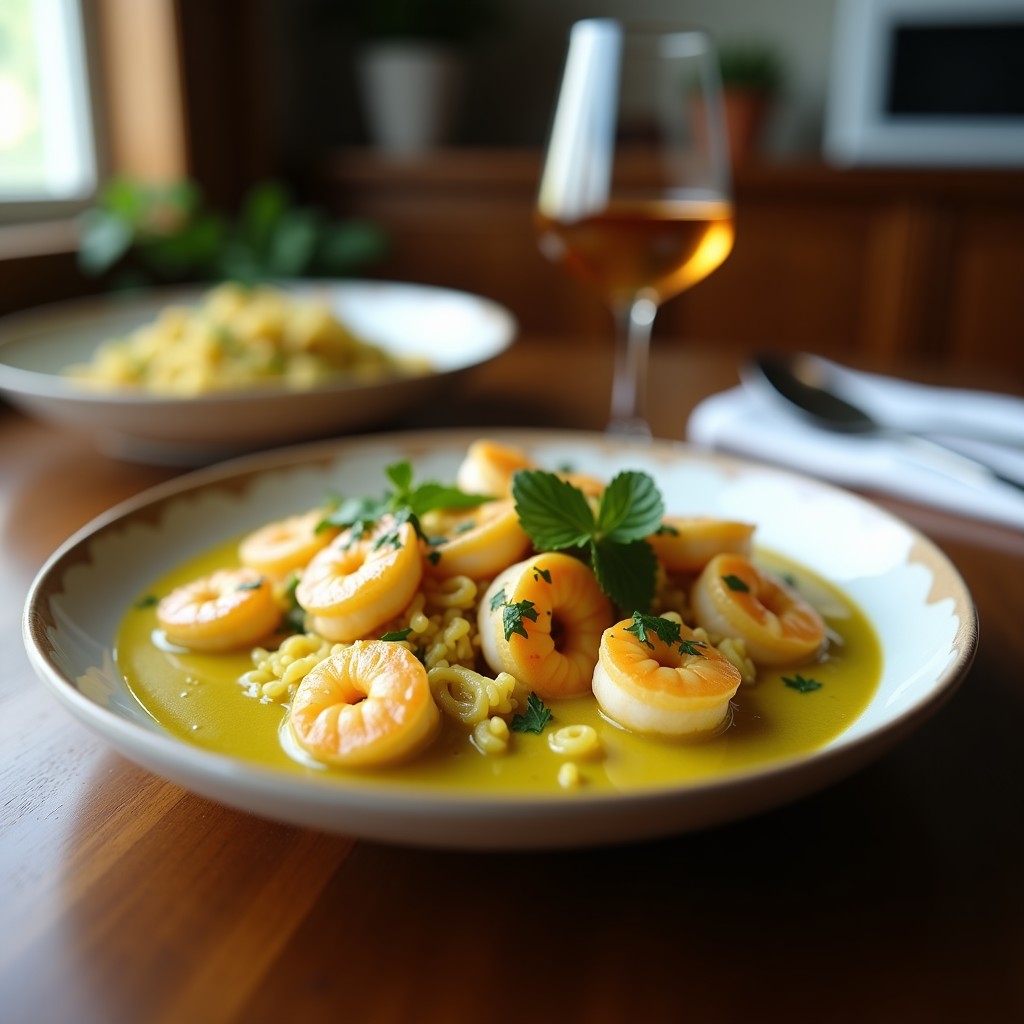 Curry Verde Cremoso de Gambas y Espárragos con Arroz Jazmín: Receta Tailandesa Fácil en 25 Minutos