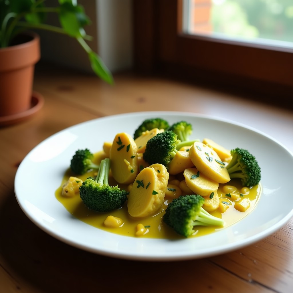 Curry Verde Cremoso de Pollo y Brócoli: Receta Tailandesa Fácil, Aromática y Rápida en 25 Minutos