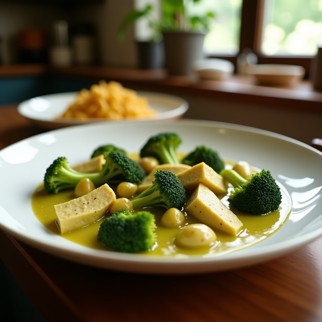 Curry Verde Cremoso de Pollo y Brócoli: Receta Tailandesa Fácil y Aromática en 30 Minutos