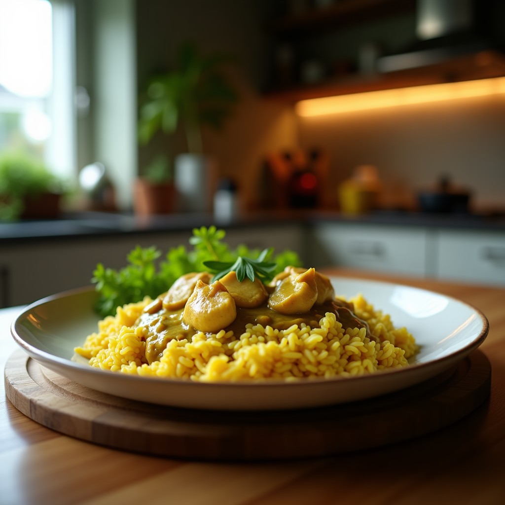 Curry Verde Cremoso de Pollo y Calabacín con Arroz Jazmín: Receta Tailandesa Fácil y Aromática en 30 Minutos