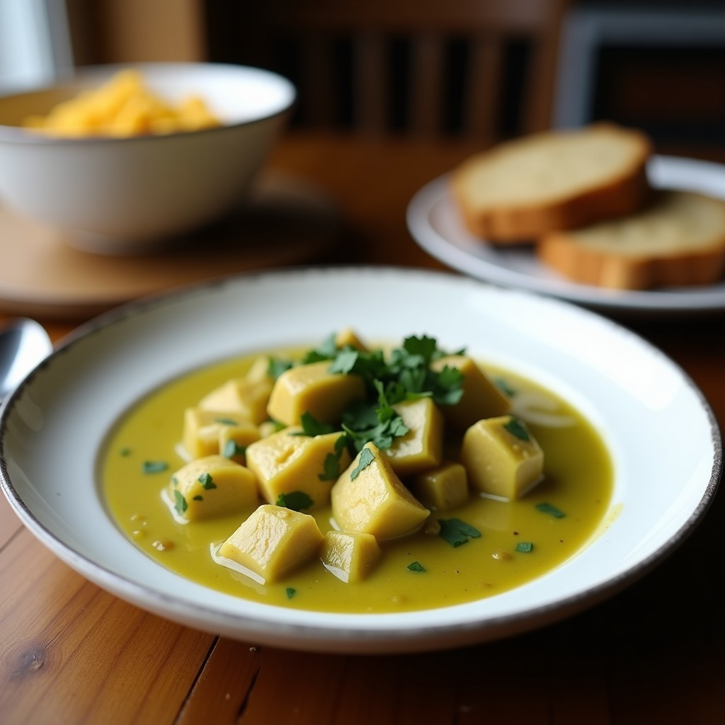 Curry Verde con Pollo y Espinacas de Agua: Receta Tailandesa en Olla Express en 20 Minutos