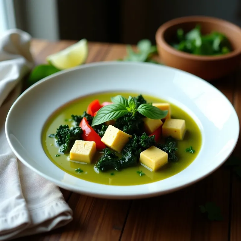 Curry Verde con Tofu y Kale: Receta en Olla Express Alta en Proteína y Hierro