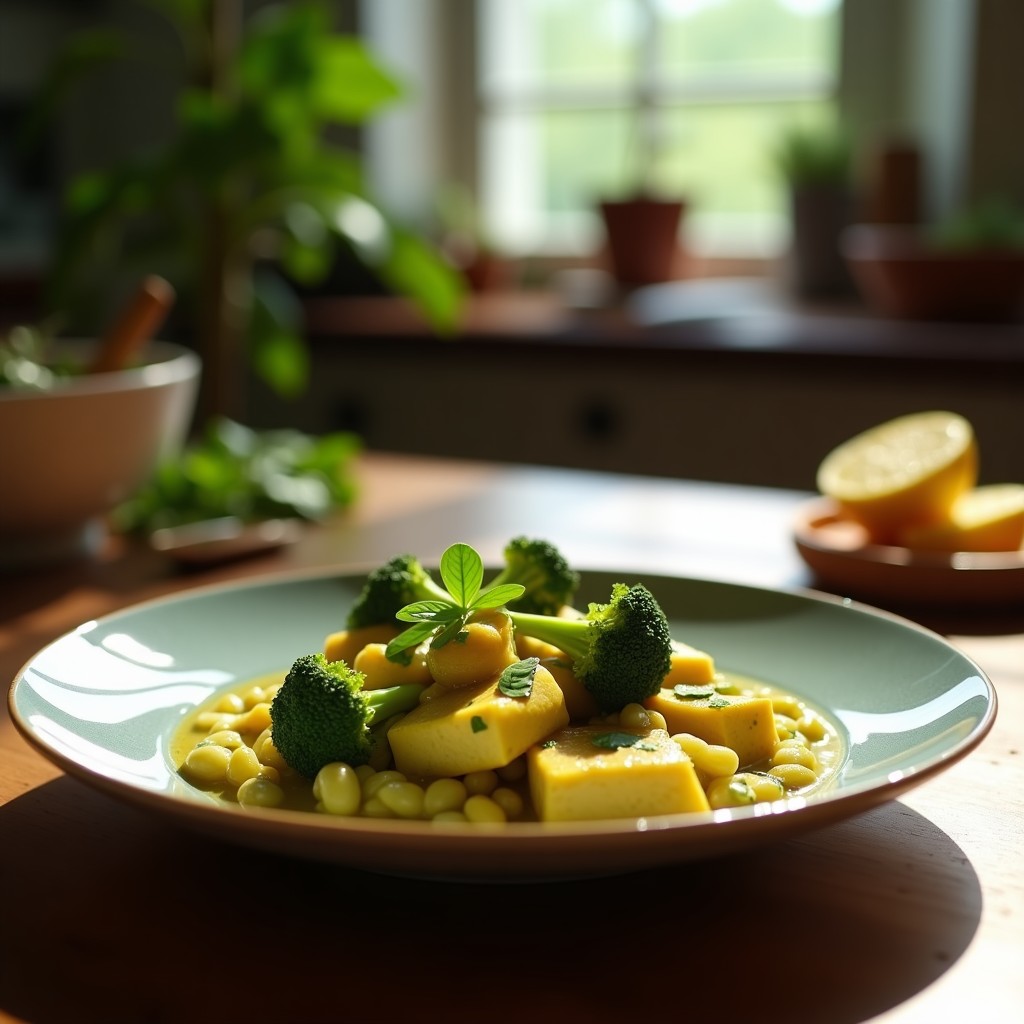 Curry Verde Cremoso de Tofu y Brócoli: Receta Vegana, Aromática y Fácil en 30 Minutos