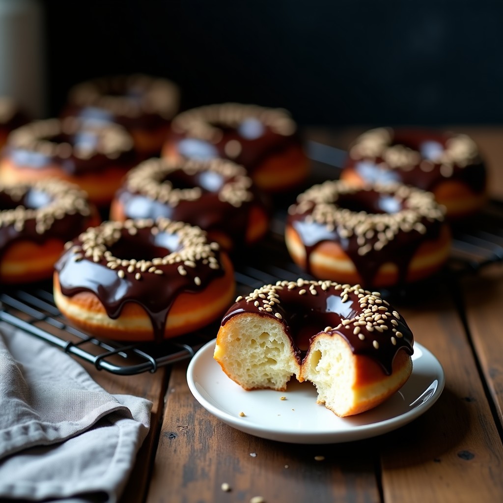 Donuts de Proteína de Vainilla con Glaseado de Chocolate Negro: Postre Keto Sin Horno