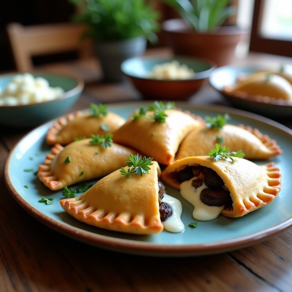 Empanadas de Maíz Azul Rellenas de Hongos y Queso de Cabra: Receta Colombiana Sin Gluten