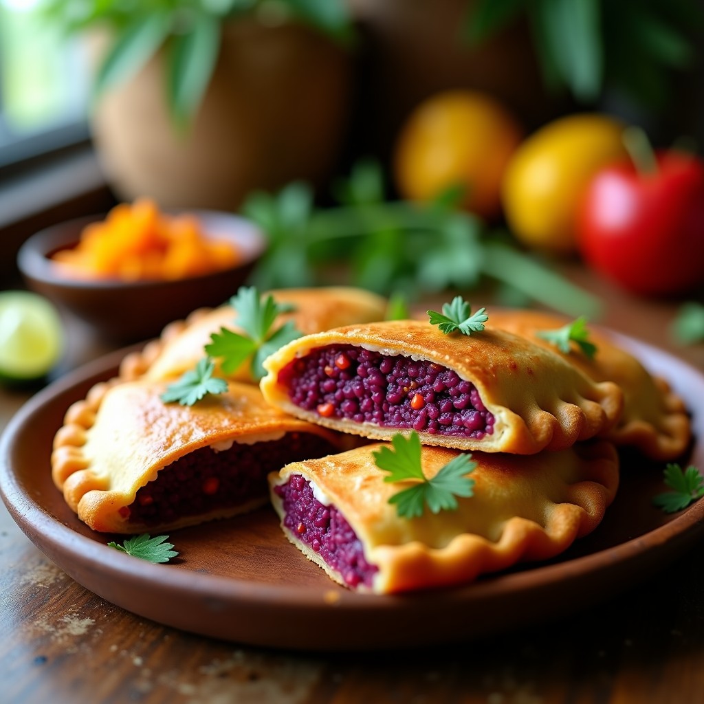 Empanadas de Ñame Morado y Queso de Anacardos: Receta Caribeña en Airfryer sin Harina