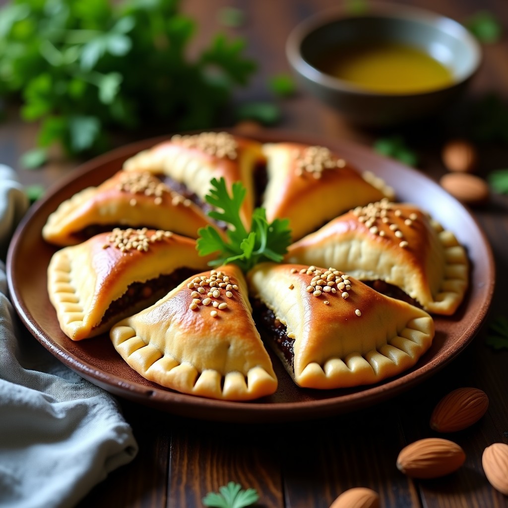 Empanadas de Harina de Teff Rellenas de Berenjena Ahumada y Queso de Almendras: Receta Etiopía Vegana