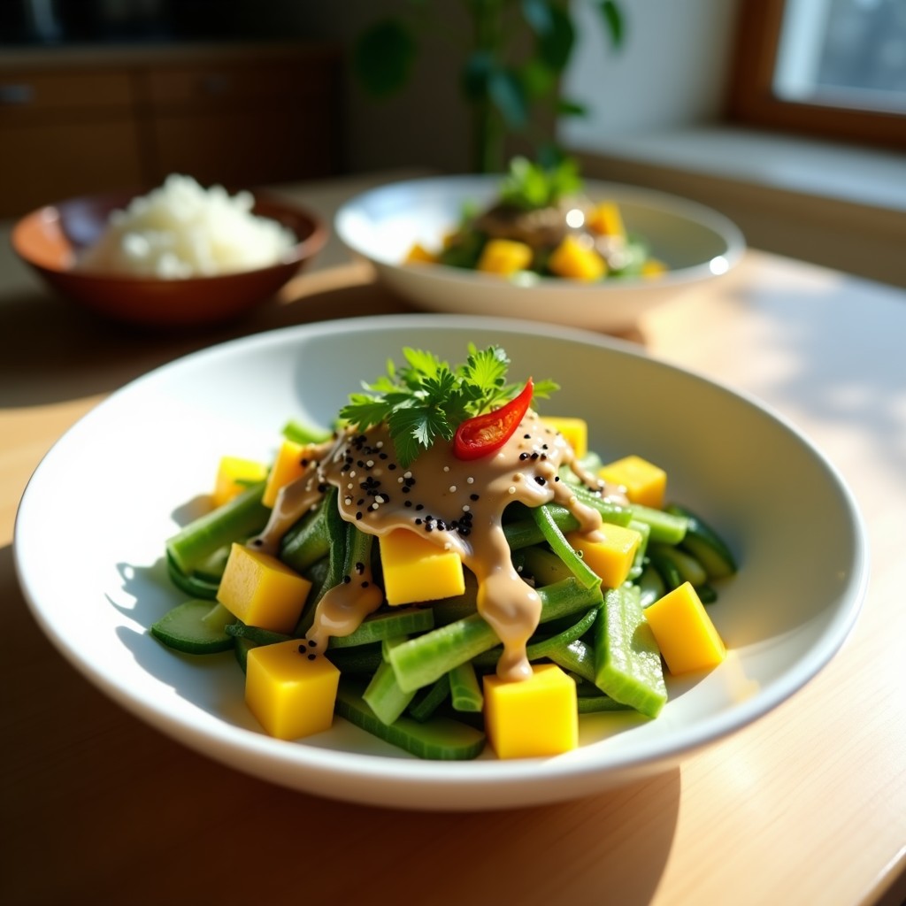 Ensalada de Algas Wakame y Mango: Receta Japonesa Vegana con Aderezo de Sésamo