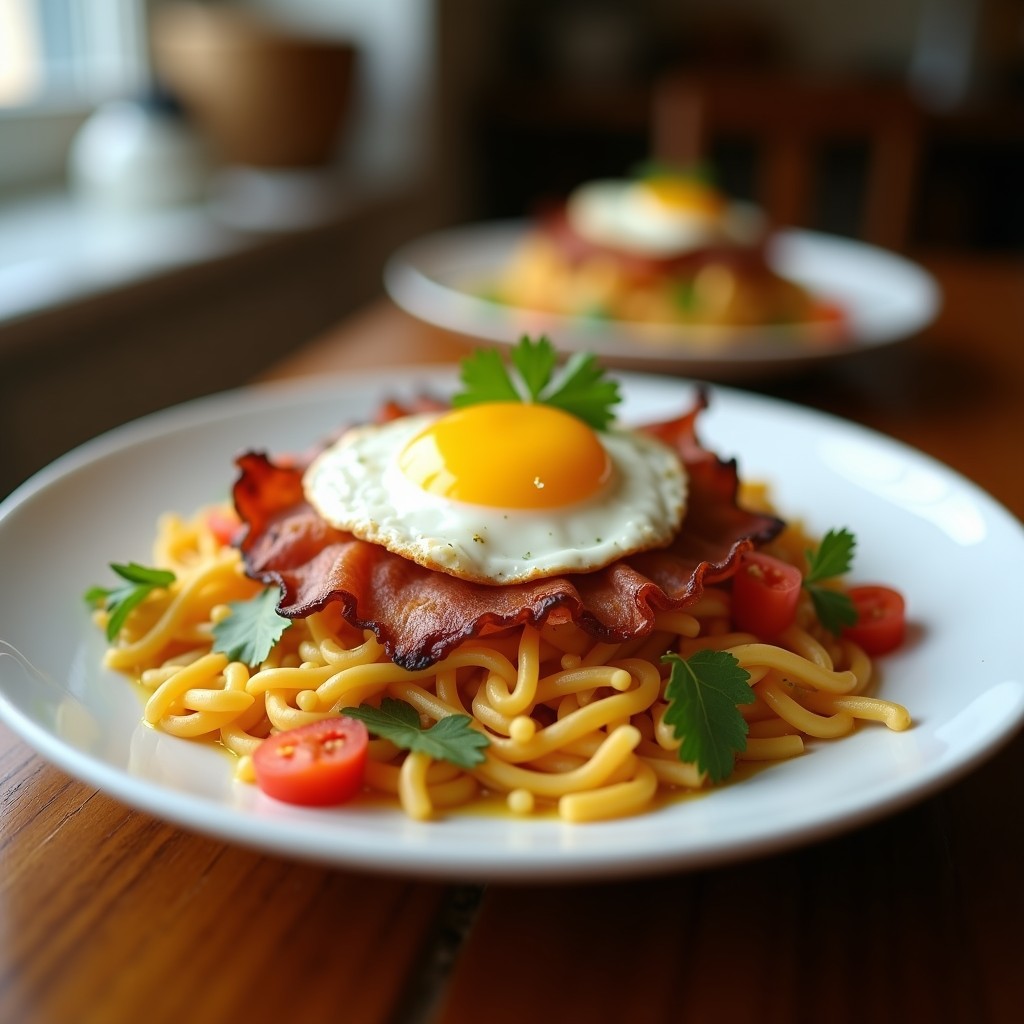 Ensalada César Keto servida en un plato hondo de cerámica blanca, con lechuga romana fresca, tiras de pollo dorado, bacon crujiente, huevo pochado y virutas de parmesano, bañada en aderezo cremoso.