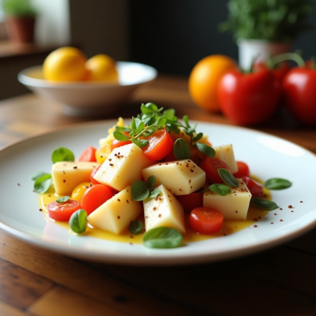 Ensalada fresca de cuscús integral con berros verdes, gajos de naranja sangre y almendras fileteadas, servida en un bol blanco sobre fondo de madera.