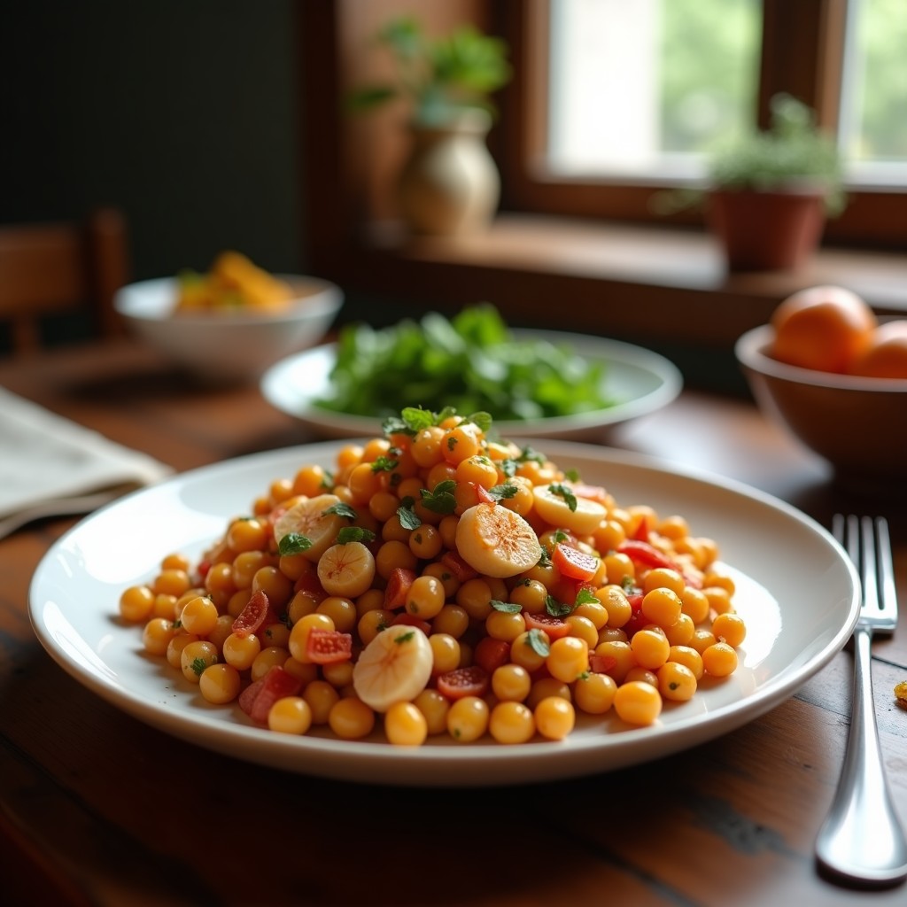 Ensalada templada de garbanzos y pulpo con pimentón de la Vera y vinagreta de ajo asado, lista en 30 minutos