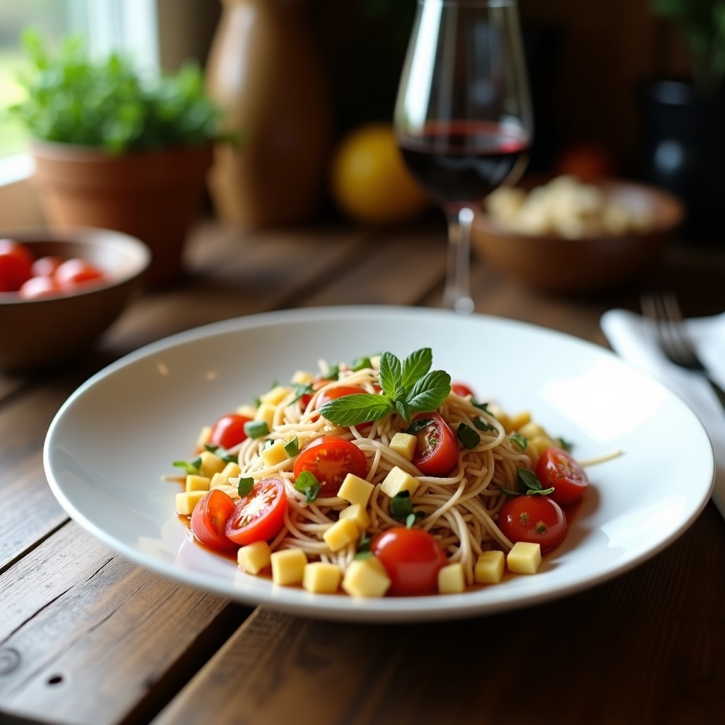 Ensalada griega auténtica servida en un plato blanco hondo con trozos de queso feta, tomate, pepino, cebolla morada, pimiento verde y aceitunas kalamata, regada con aceite de oliva y espolvoreada con orégano.
