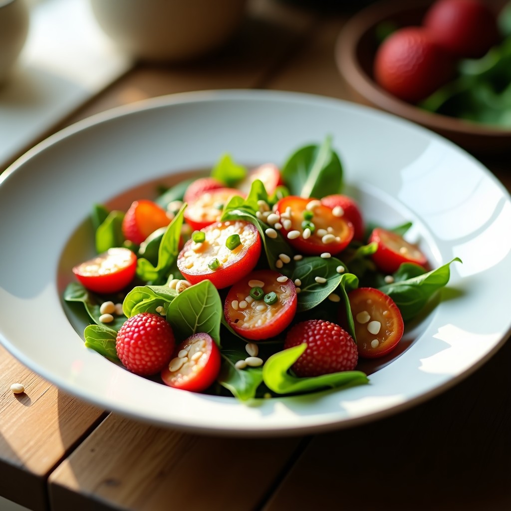 Ensalada de Litchis y Rúgula con Vinagreta de Sésamo: Receta Exótica en 10 Minutos