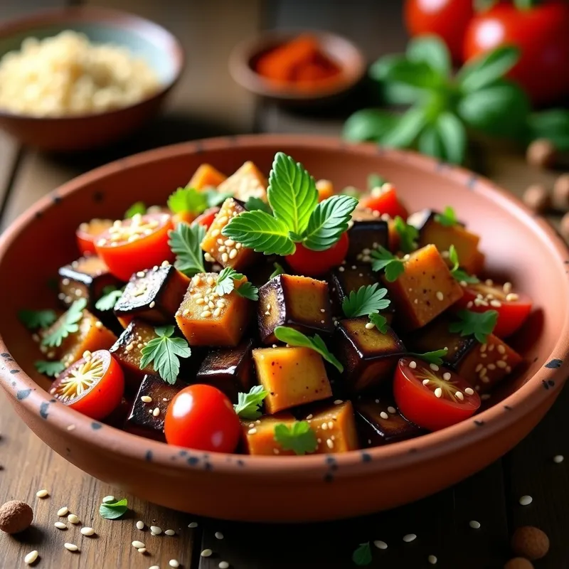 Ensalada Marroquí de Berenjena Asada: Receta Sin Horno y Alta en Fibra