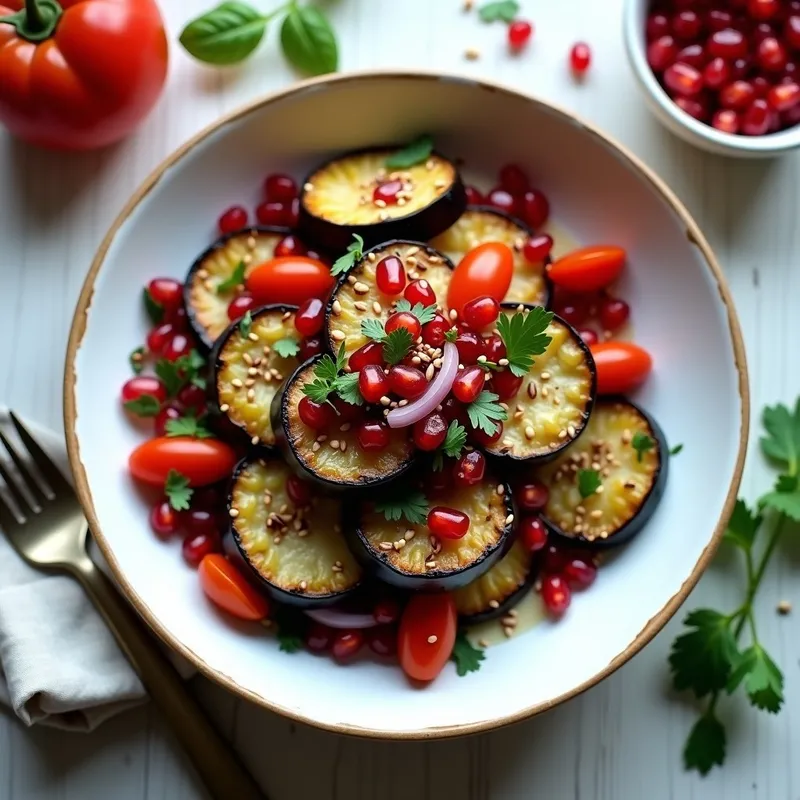 Ensalada Moruna de Berenjena Asada: Receta con Toque de Granada y Hierbas Frescas