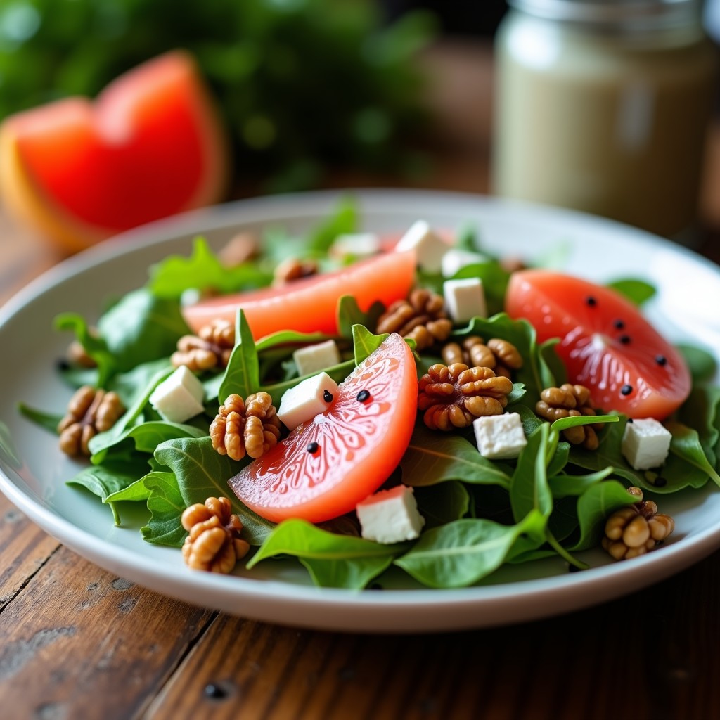 Ensalada de Pomelo, Rúcula y Nueces con Vinagreta de Miel: Receta Keto y Refrescante