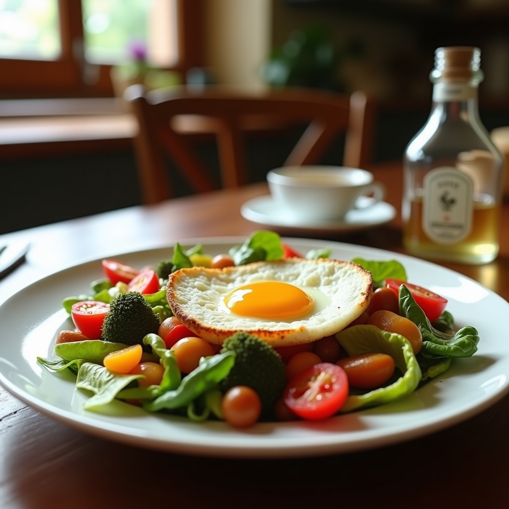 Ensalada Templada de Lentejas y Verduras Asadas con Huevo Poché y Vinagreta de Miel y Mostaza: Receta Saludable y Saciente en 40 Minutos
