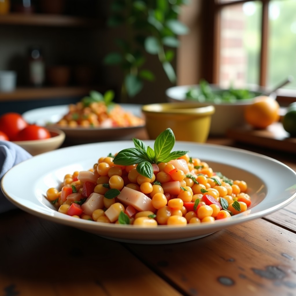 Ensalada Templada de Garbanzos y Pulpo con Pimentón Ahumado y Vinagreta Cítrica: Receta Saludable y Llena de Sabor en 25 Minutos