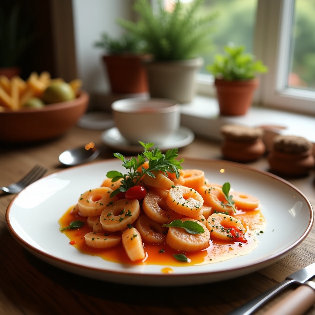 Ensalada Templada de Lentejas Caviar y Pulpo a la Brasa con Pimientos Asados y Vinagreta de Pimentón
