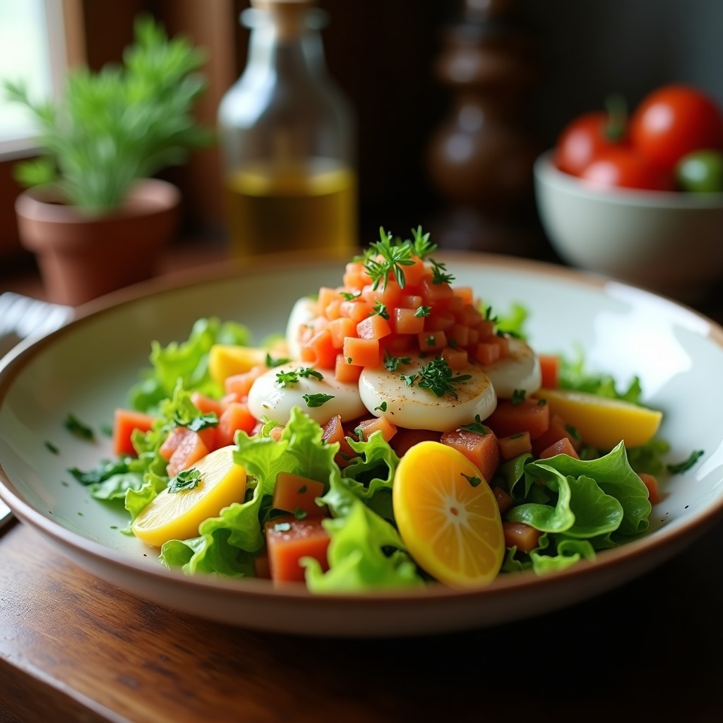 Ensalada Templada de Lentejas Caviar y Salmón Ahumado con Aguacate y Vinagreta de Eneldo: Receta Saludable y Saciente en 25 Minutos