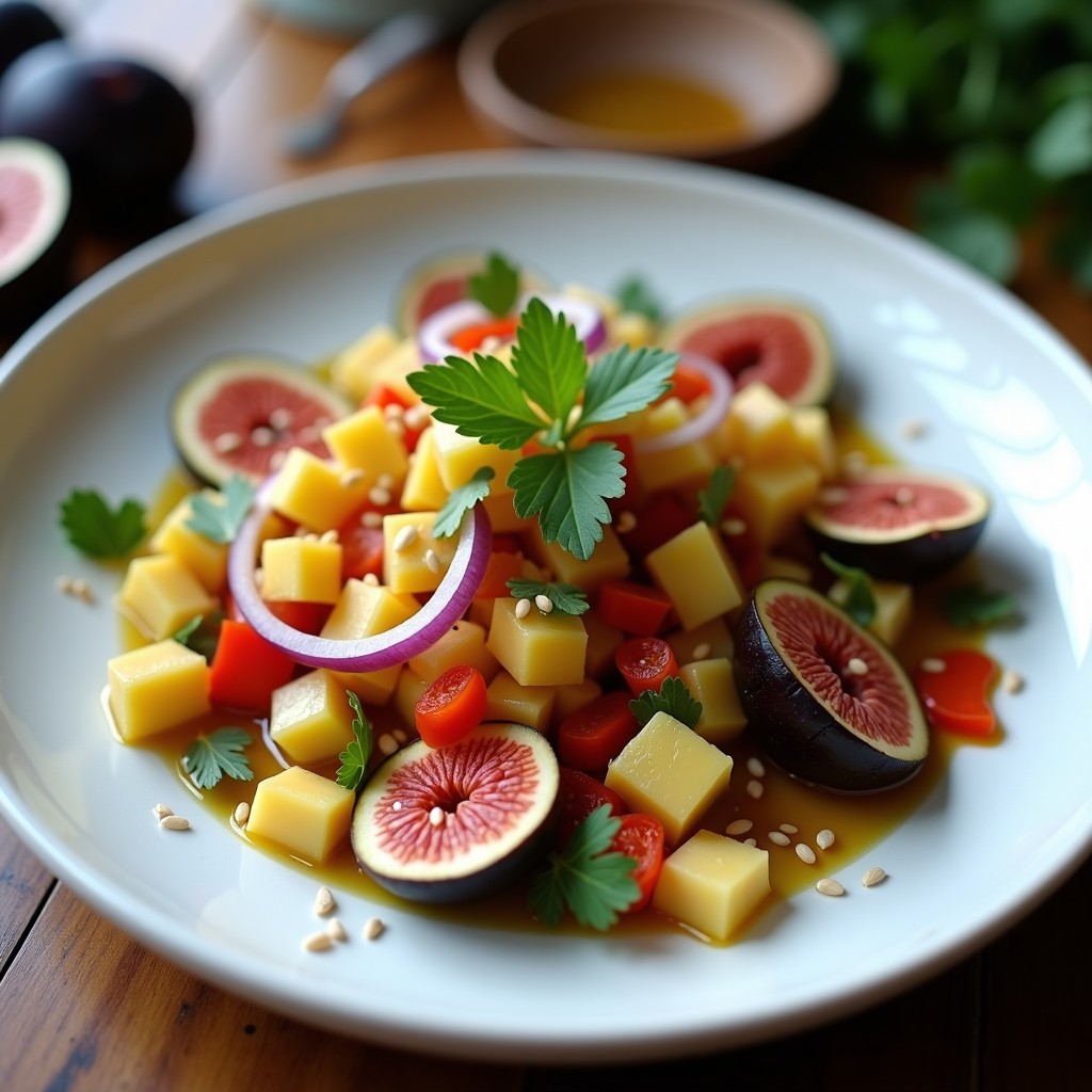 Ensalada de Yuca Fermentada con Higos Negros y Vinagreta de Vinagre de Arroz: Receta Brasileña Detox