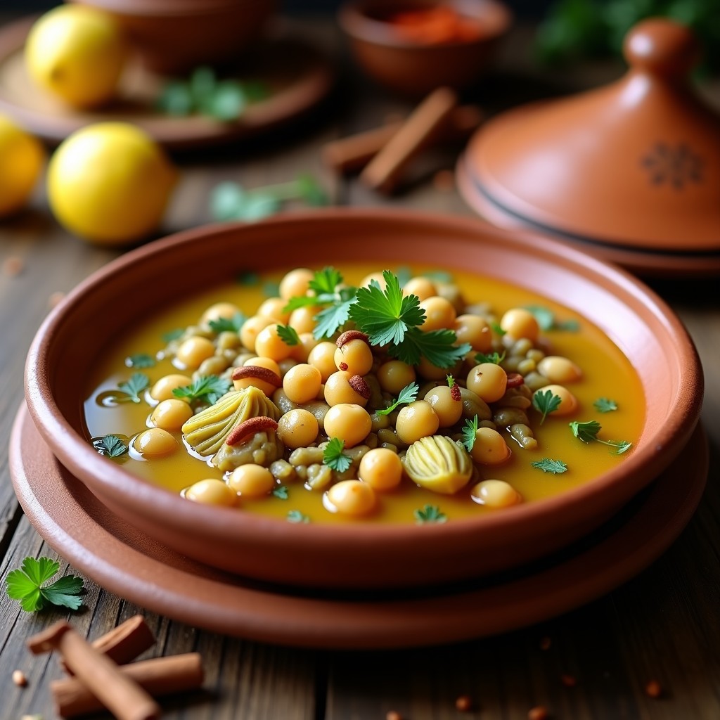 Estofado de Garbanzos y Alcachofas: Receta Marroquí con preservas de Limón en Olla Lenta