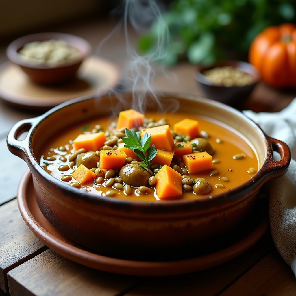 Estofado de Germinados de Lentejas con Calabaza: Receta Vegana en Olla Lenta Alta en Nutrientes