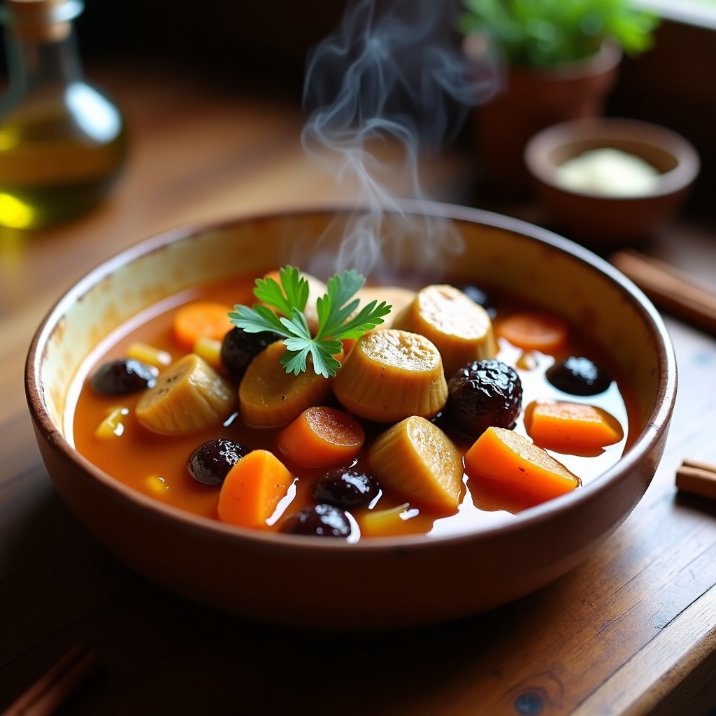 Estofado de Seitan con Ciruelas y Canela: Receta Vegana con Toque Dulce-Salado en Olla Express
