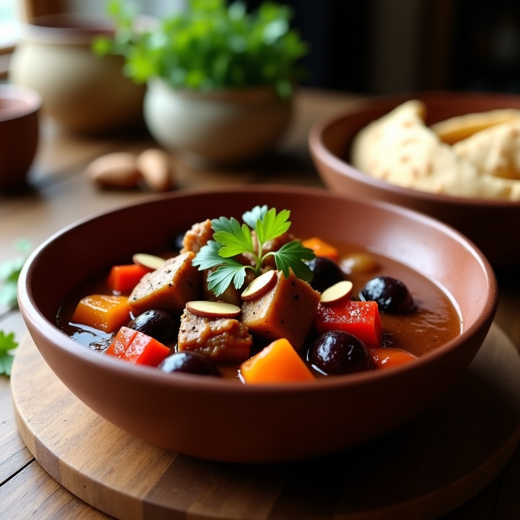 Estofado de Seitan y Ciruelas: Receta Marroquí en Olla Exprés con Especias Dulces