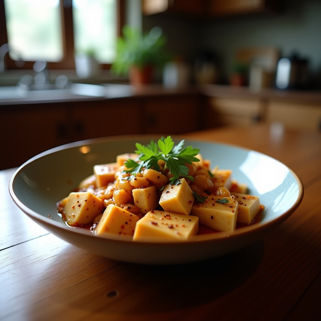 Estofado de Teriyaki de Tofu y Champiñones: Receta Vegana en Olla Lenta con Toque Japonés en 4 Horas
