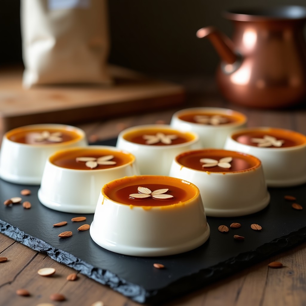 Flans de Café y Almendra: Postre Sin Lácteos y Sin Azúcar con Toque Francés