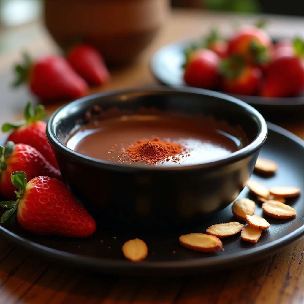 Fondue de Chocolate Negro y Chili: Postre Mexicano Sin Azúcar para 2 en 10 Minutos