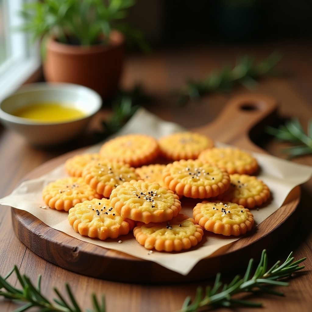 Galleta Salada de Harina de Garbanzo y Romero: Aperitivo Keto Crujiente en 12 Minutos
