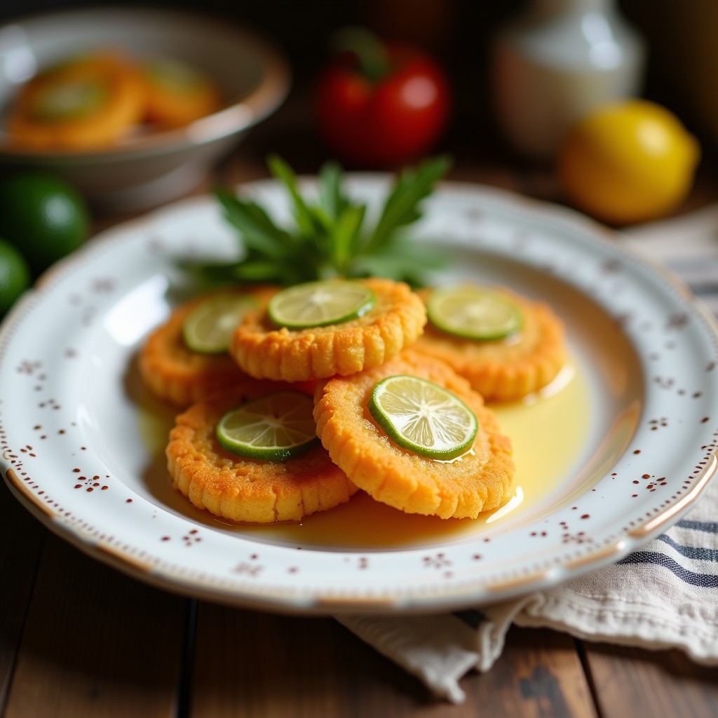 Galletas doradas y crujientes de harina de altramuz con ralladura de limón y semillas de sésamo tostadas, apiladas en un plato de cerámica blanca sobre fondo rústico de madera, snack sin gluten y rico en hierro.