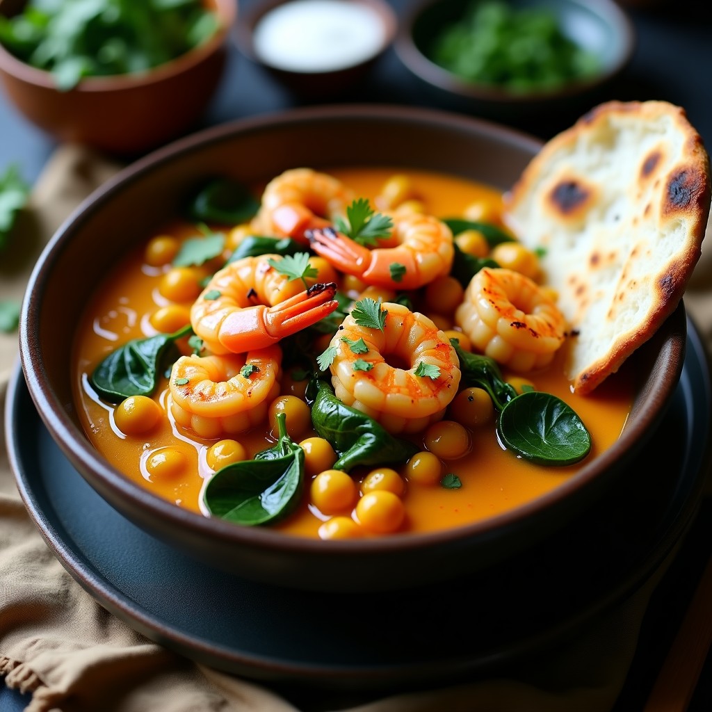Garbanzos con Langostinos al Curry Cremoso: Receta Fácil, Rápida y Llena de Sabor