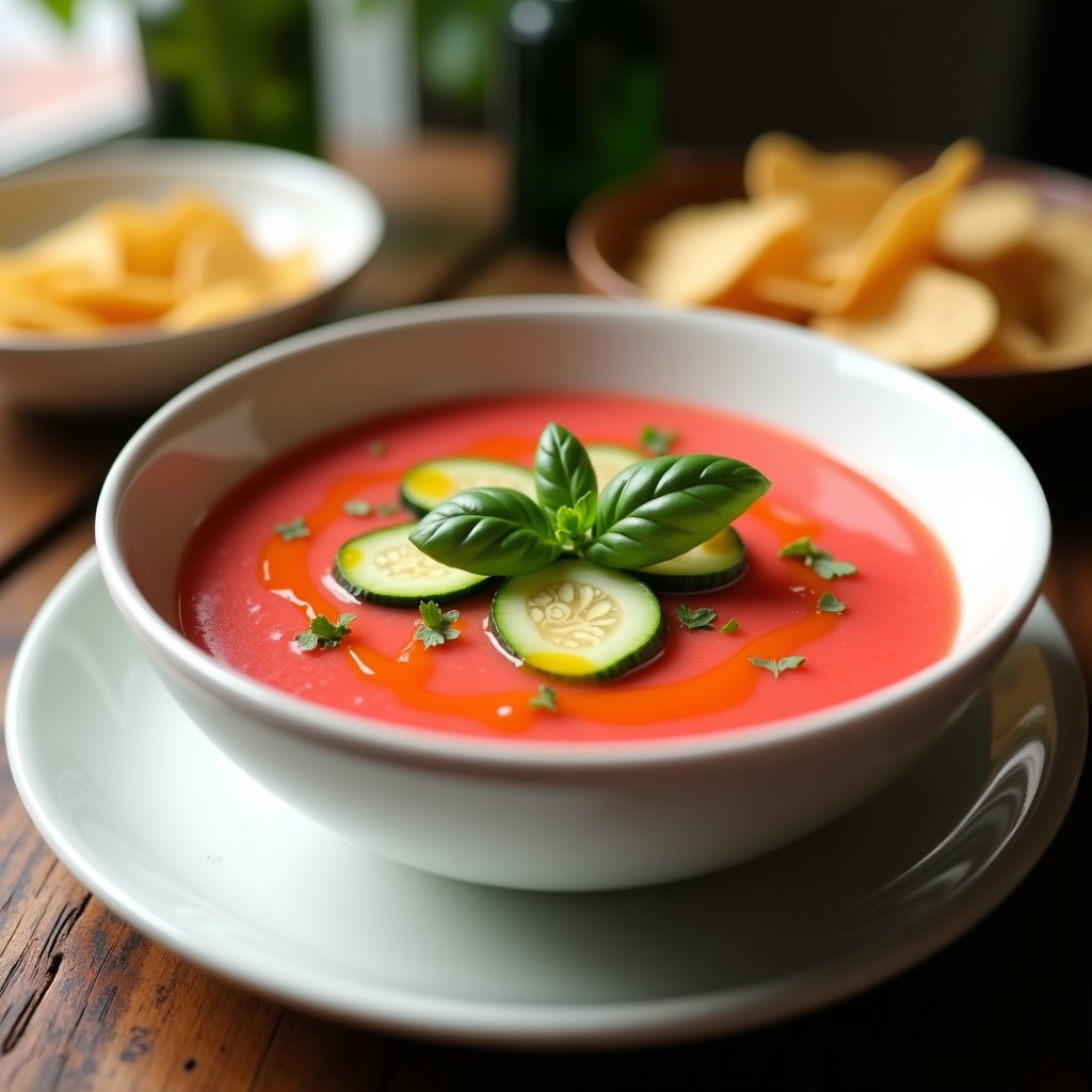 Gazpacho de Sandía y Jitomate con Toque de Albahaca: Receta Mexicana Refrescante en 10 Minutos