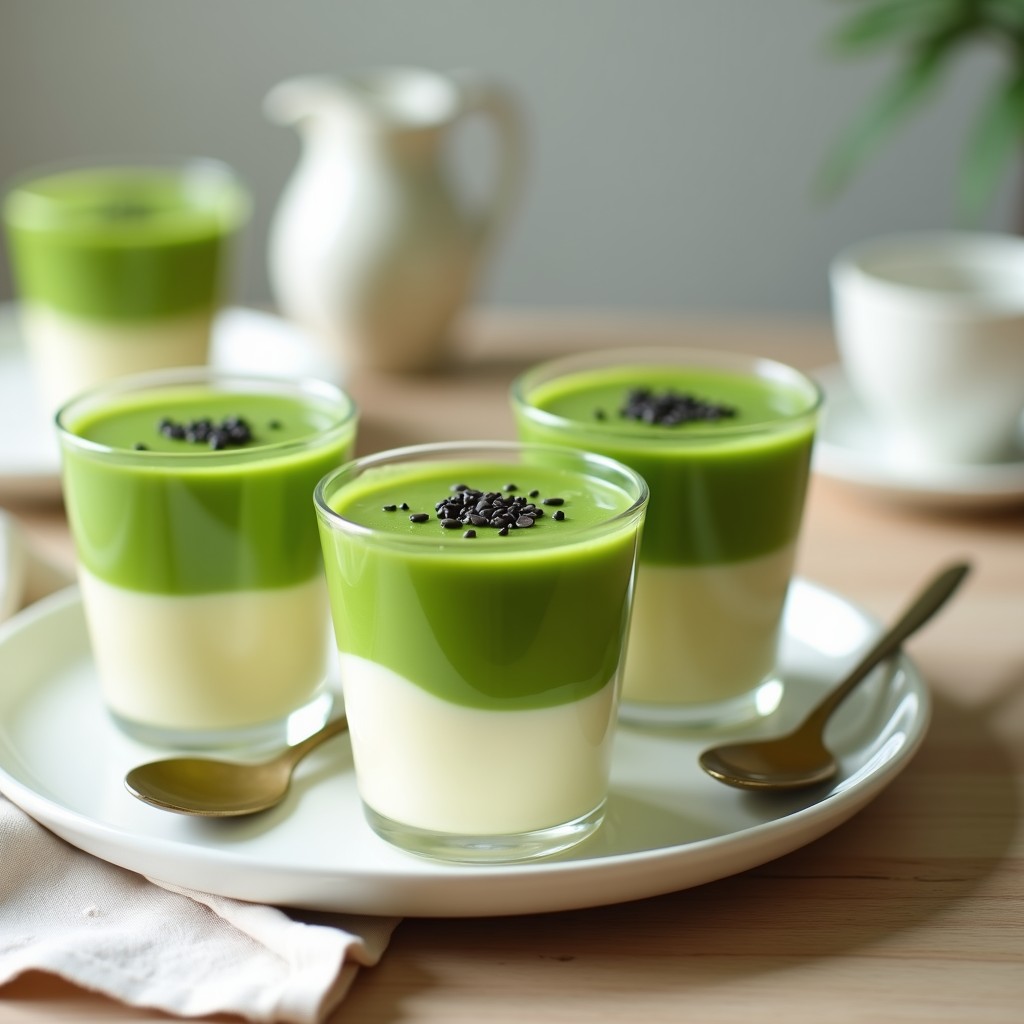 Gelatina de Matcha y Leche de Soja: Postre Keto con Capas y Textura Sedosa