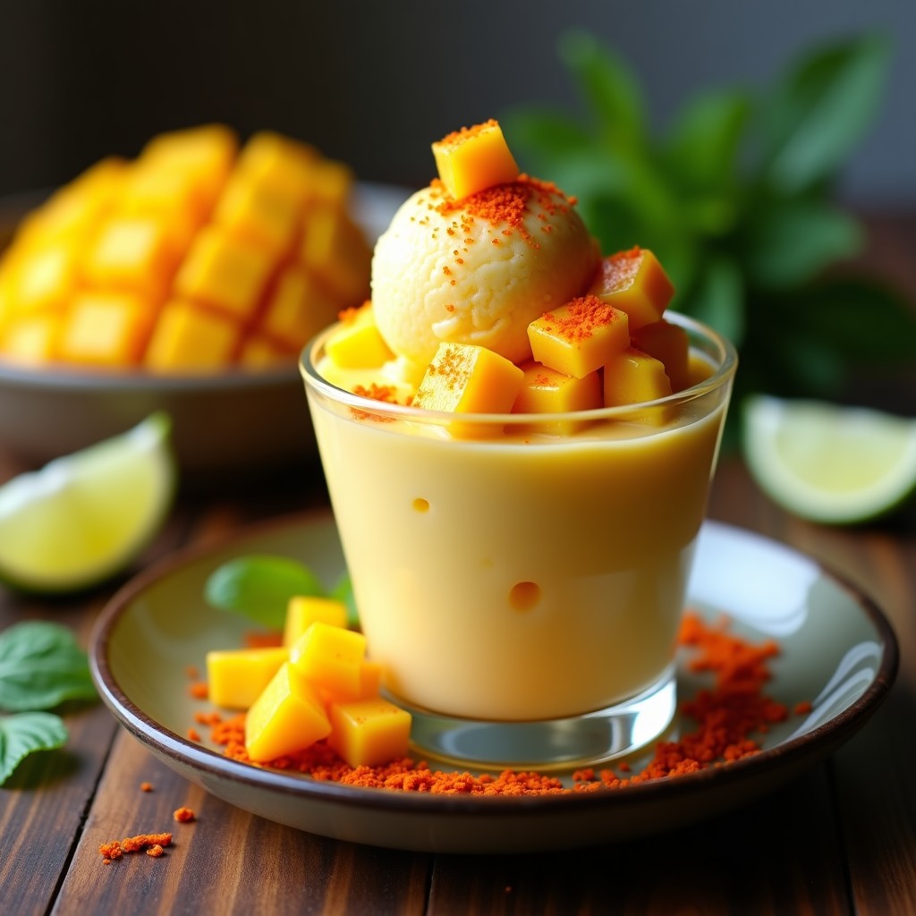 Gelato de Mango con Chili y Tajín: Postre Mexicano Picante y Refrescante Sin Azúcar