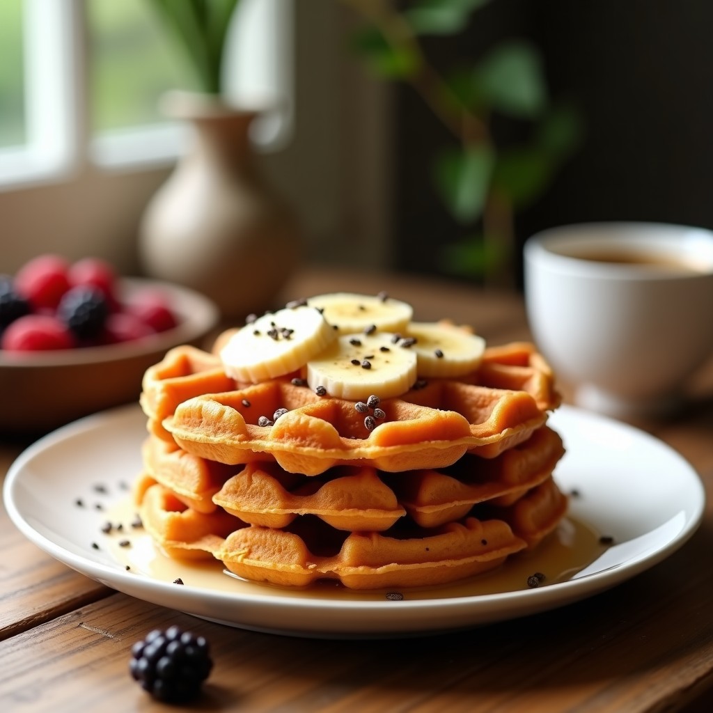Gofres de Camote y Avena: Desayuno Sin Harina y Alto en Fibra en Airfryer