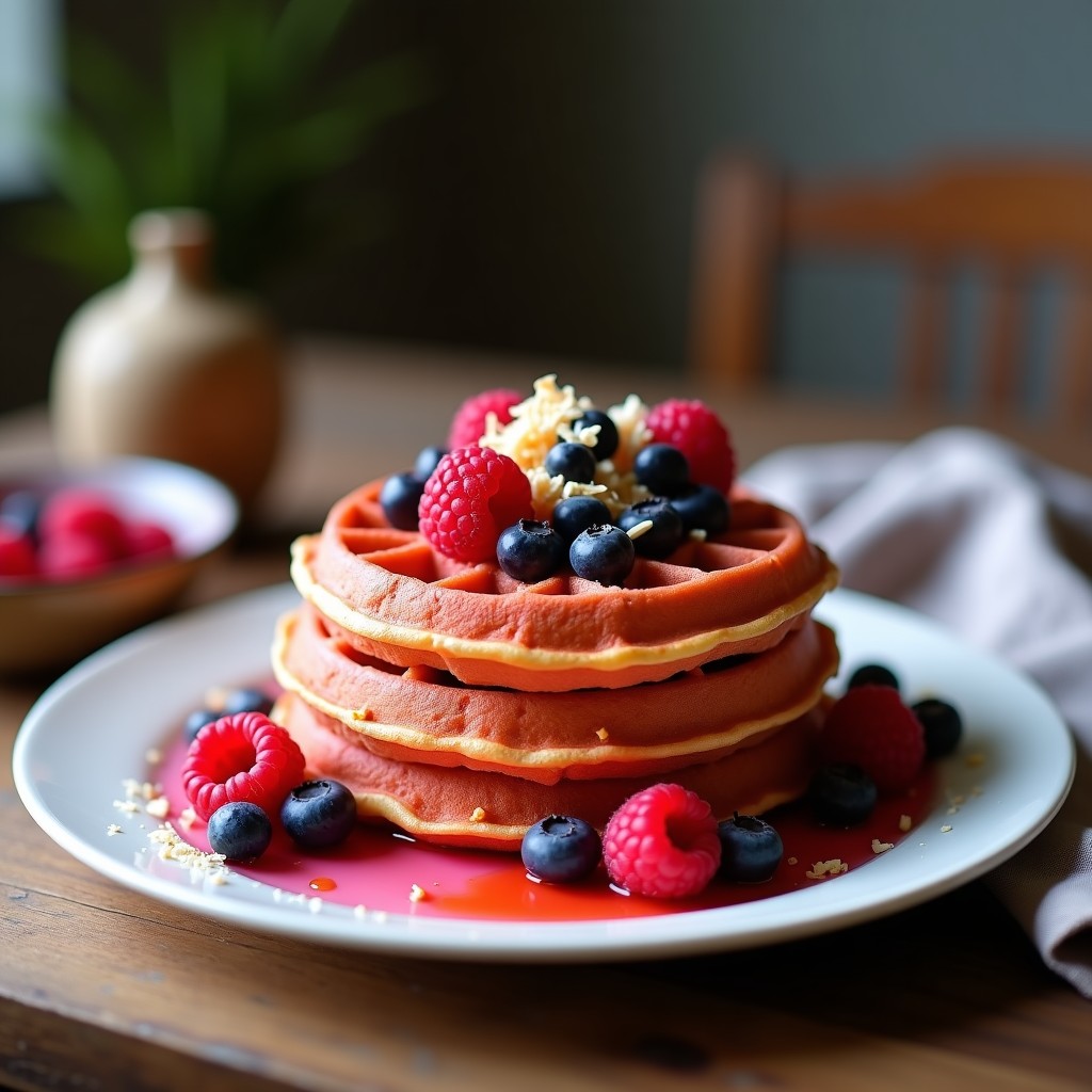 Gofres de Harina de Lentejas y Remolacha: Desayuno Vegano y Sin Gluten en Thermomix