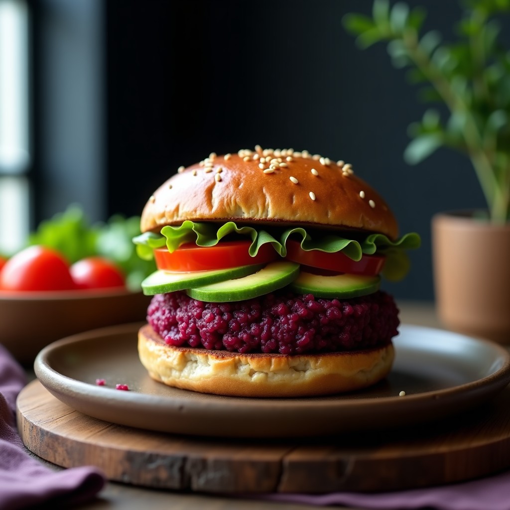 Hamburguesa de Lentejas Beluga y Remolacha: Receta en Airfryer con Pan de Centeno