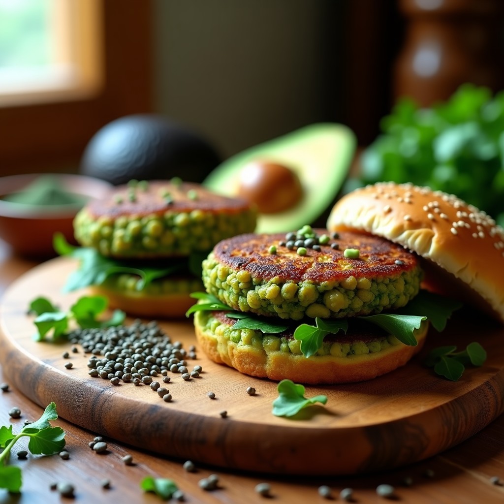 Hamburguesas de Espirulina y Garbanzos: Receta Vegana Alta en Hierro en Airfryer