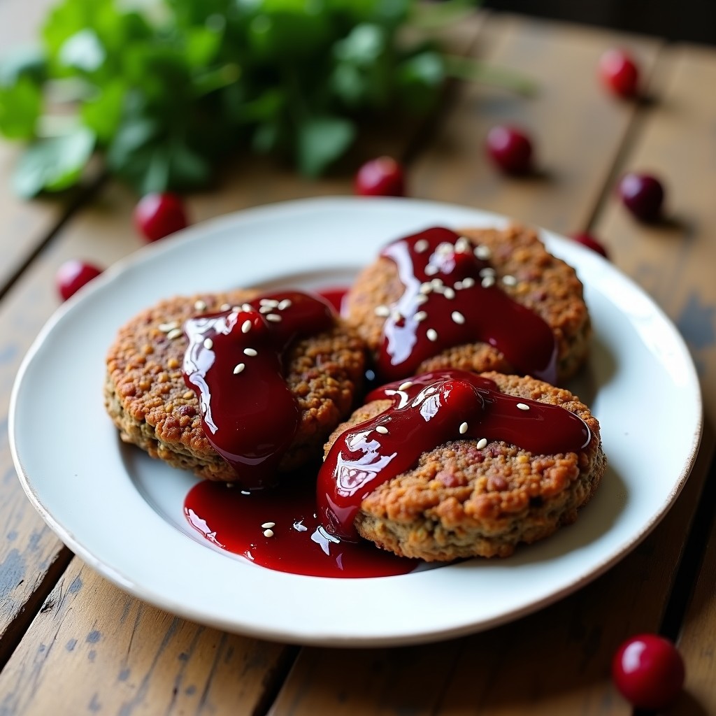 Hamburguesas de Lentillas Beluga con Salsa de Arándanos: Receta Vegana en Airfryer