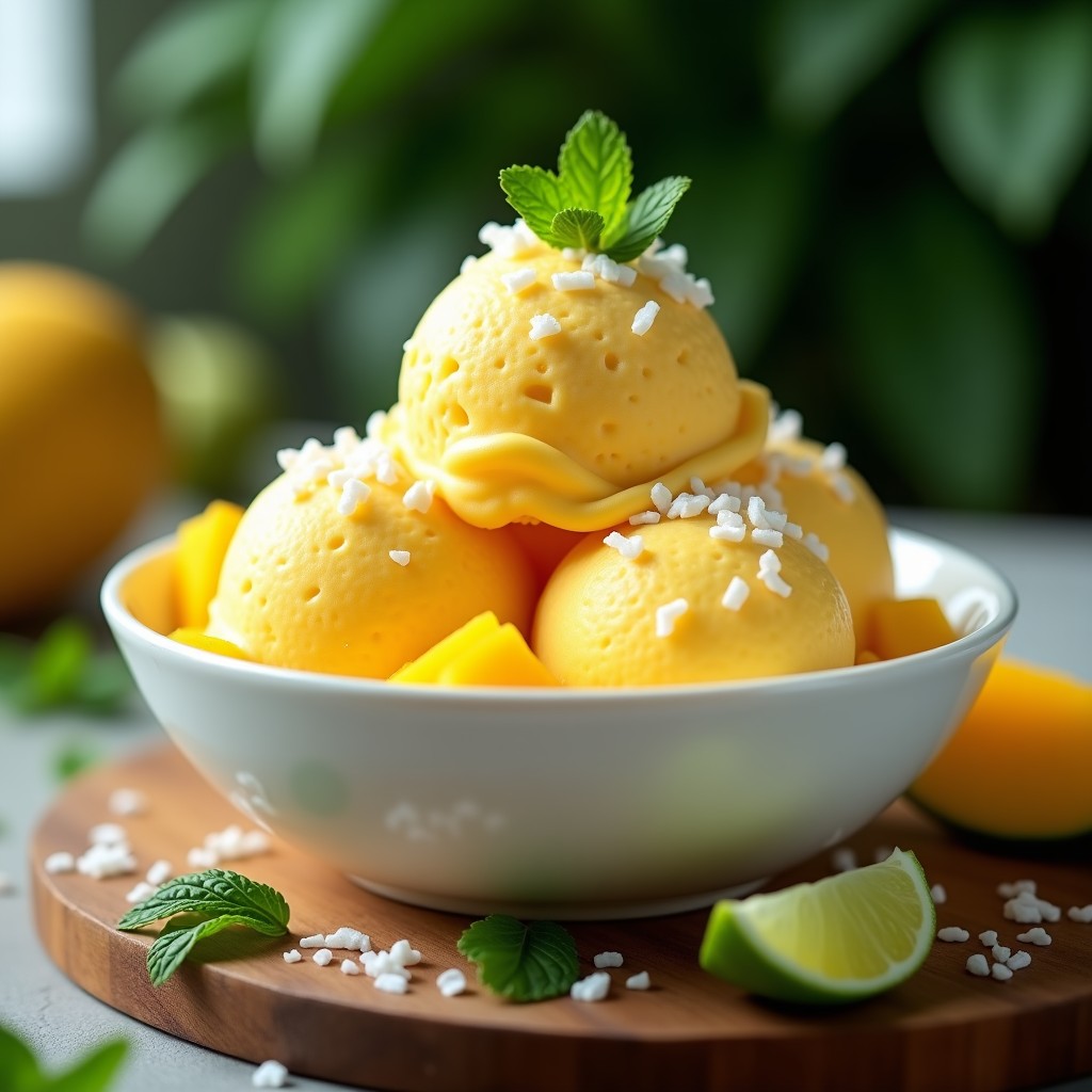 Helado de Aloe Vera y Mango: Postre Vegano Sin Lactosa y Refrescante
