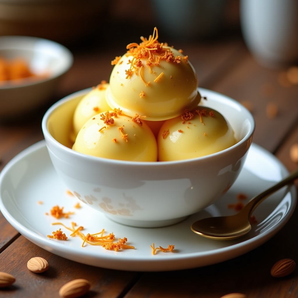 Helado de Azafrán y Cardamomo con Virutas de Almendra: Postre Iraní Sin Lácteos