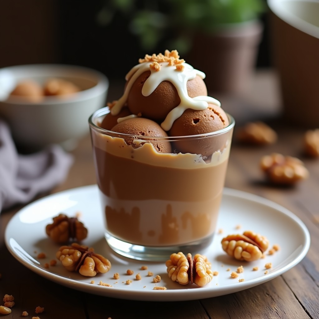 Helado de Café y Fecha con Trozos de Nueces: Postre Sin Lactosa y Sin Azúcar en Thermomix