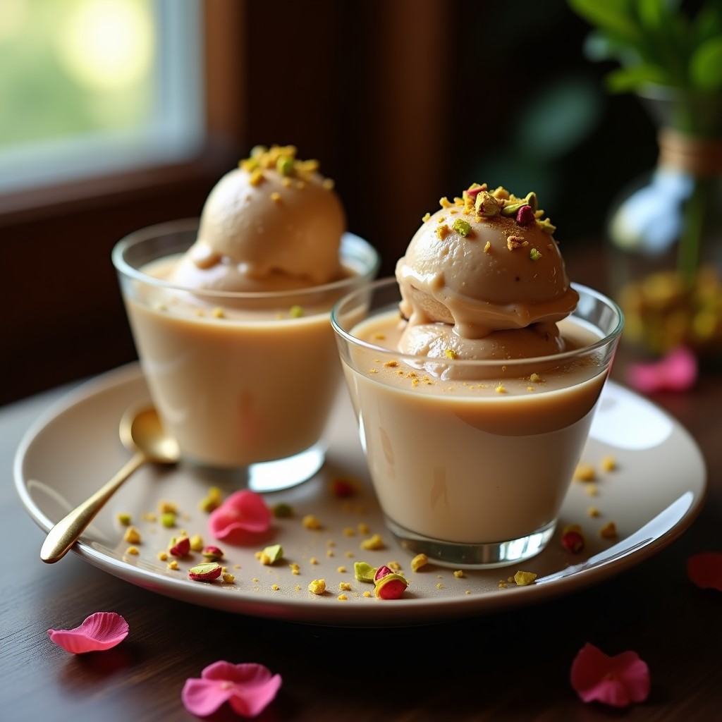 Helado de Café con Esencia de Rosa y Pistachos: Postre Iraní Sin Azúcar en 3 Ingredientes
