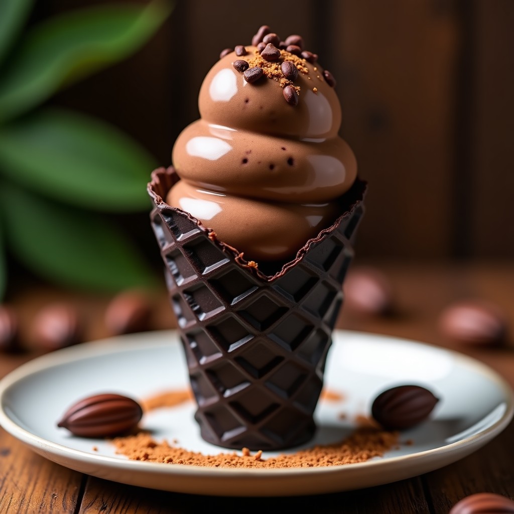 Helado de Caoba y Cacao Puro: Postre Colombiano Sin Azúcar con Toque Gourmet